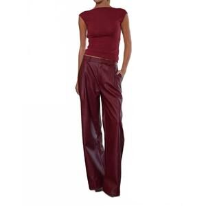 NEW PARENTEZI milo faux leather pant in cherry red